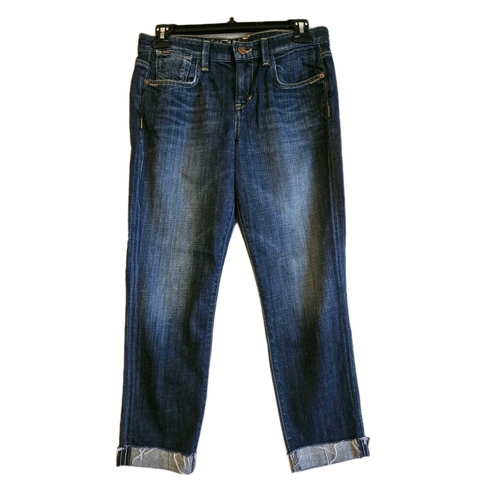 Joe's Jeans Denim Womens 25 Blue The Best Friend Cropped Raw Hem Relaxed Fit